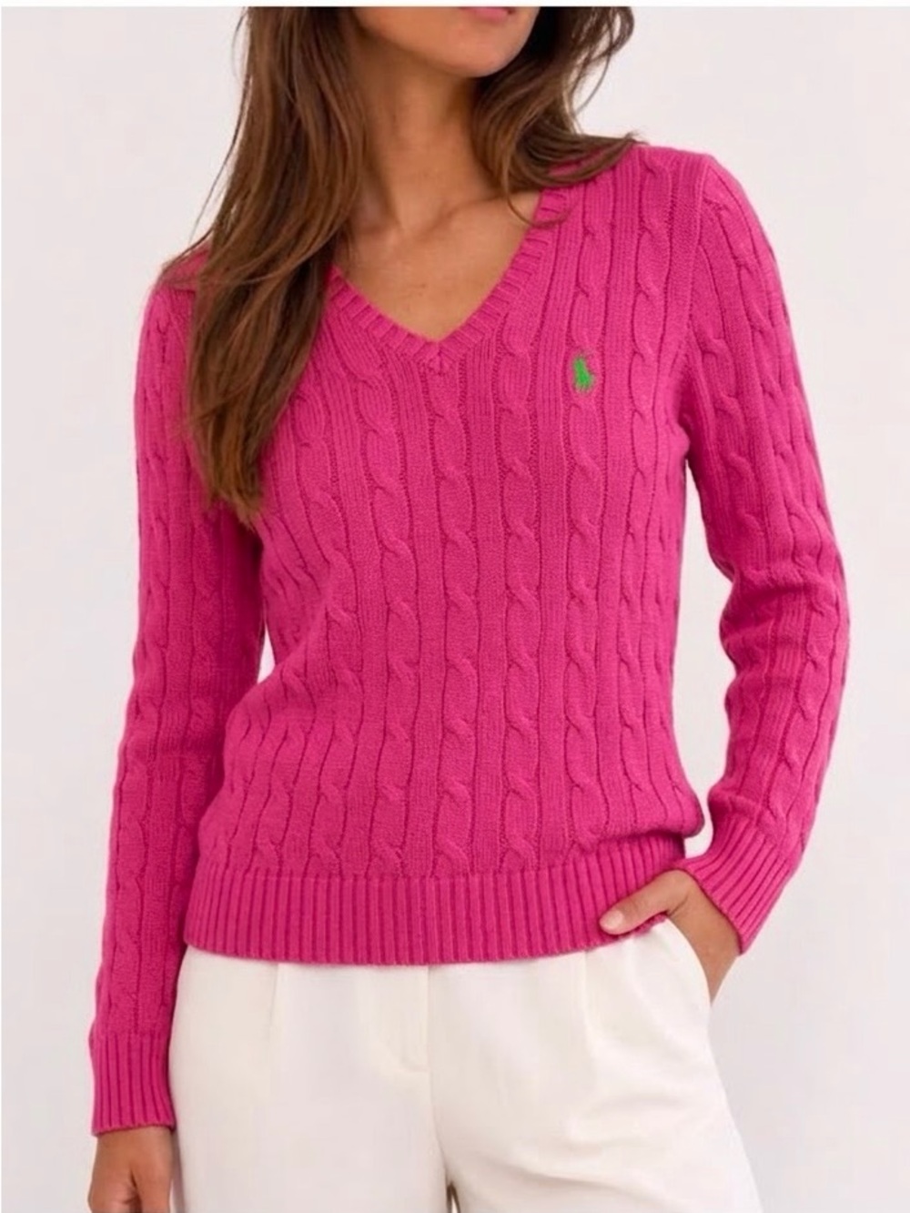 Ralph Lauren Pink Cable Knit Sweater Size Medium Women’s